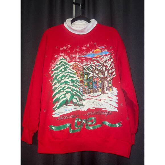 Ugly Christmas Sweater Xmas Sweatshirt Crewneck Size Large Vintage - Picture 1 of 3